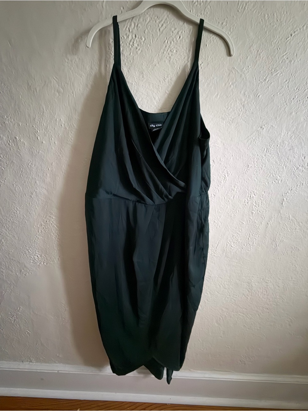 City Chic Dark Green Draped Slip Dress